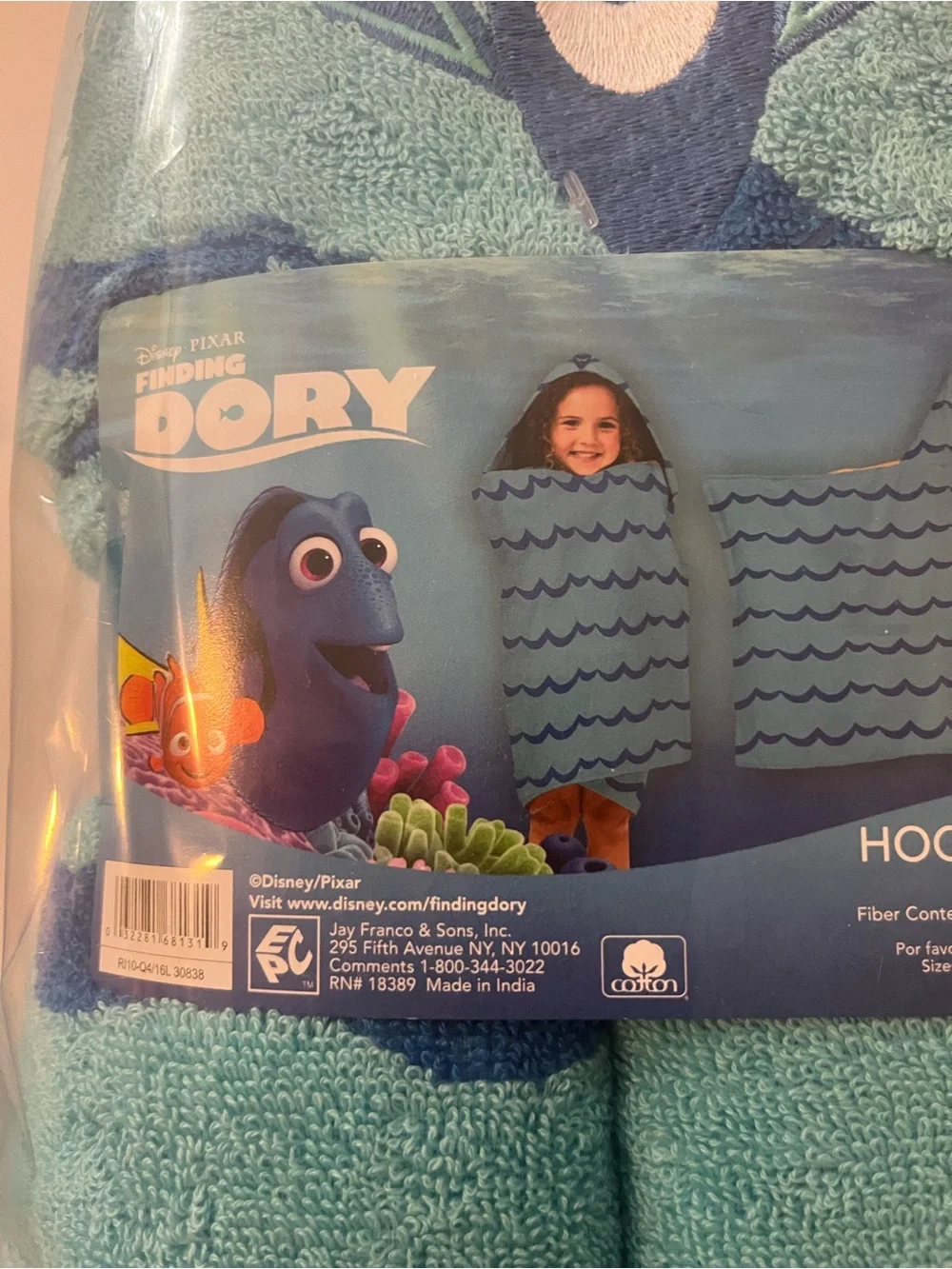 Finding Dory Hooded Kids Towel - Blue & Aqua